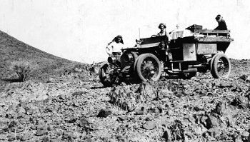 Reconnaissance party on Harreyey Hills in a Crossley tender