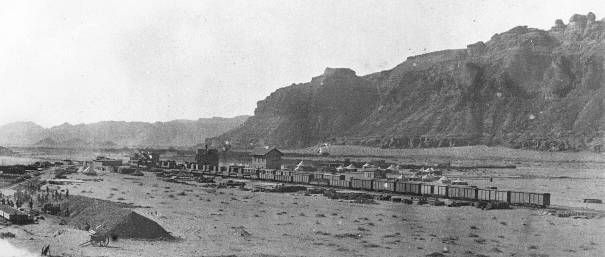 The Hejaz Railway Station and Camp at El Ula, the target of numerous attacks by the airmen of 'C' Flight, 14 Sqn RFC