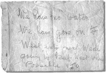 The note left under a rock by Lt W.G. Stafford