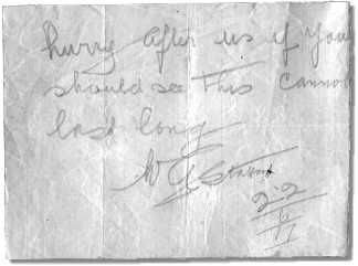 The note left under a rock by Lt W.G. Stafford